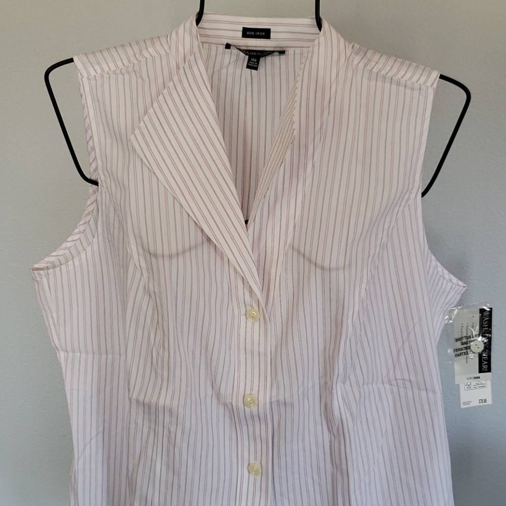 Jones New York Stripe Sleeveless Buttondown 14W